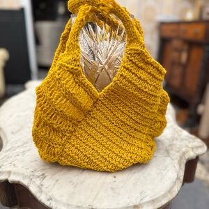 Handcrafted Yellow Knit Bag